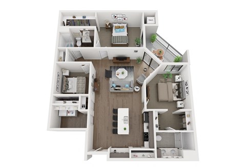 Floor plan for 3 beds, 2 baths, 1382 sqft